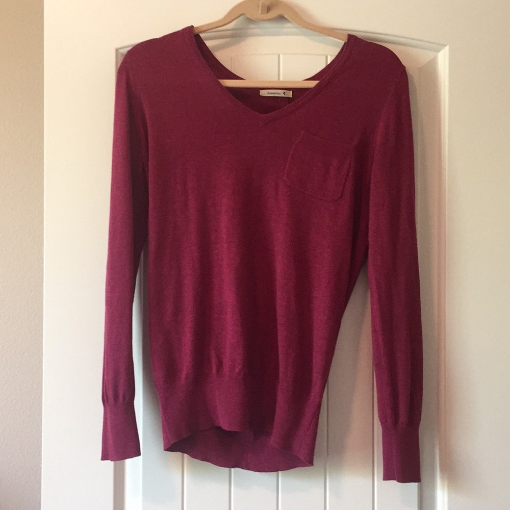 Medium dark pink/cardigan. Great condition.